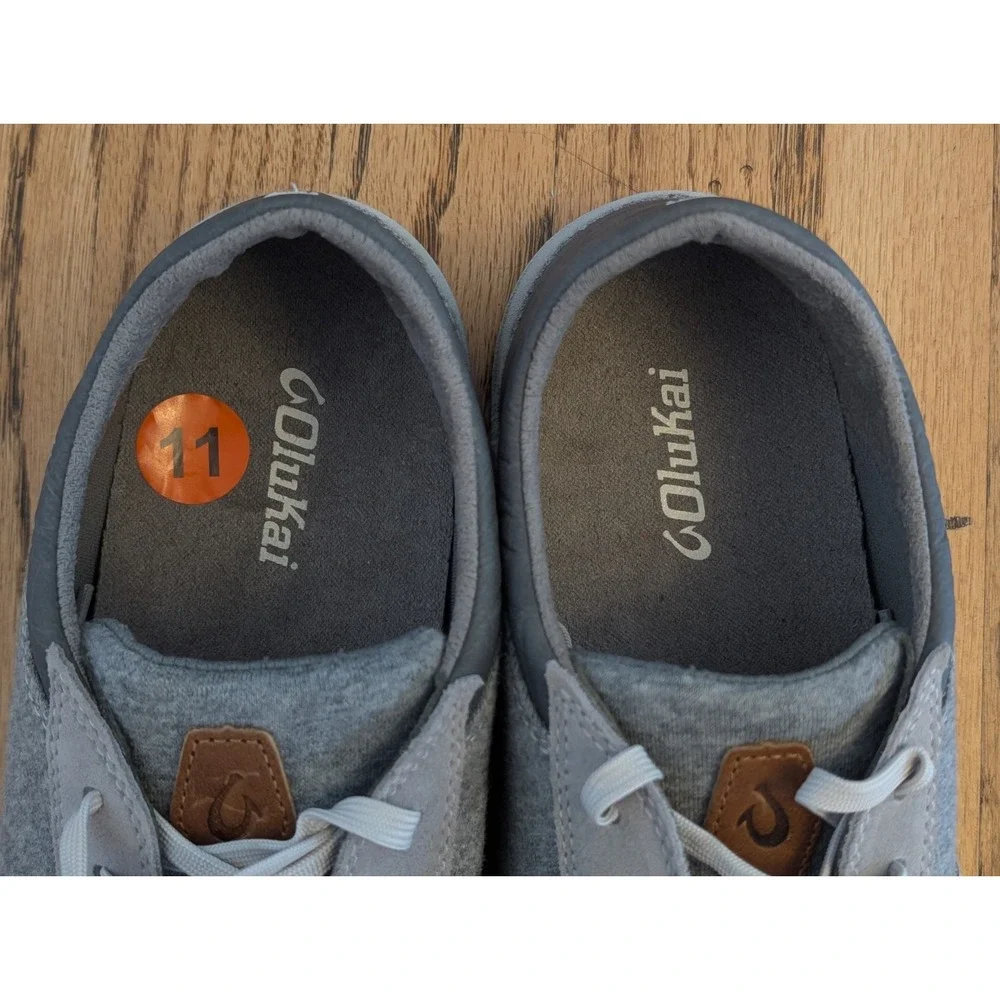 OluKai Puliki Men's Lace-Up Sneakers Sz 11 Grey/Light Grey New without Tags